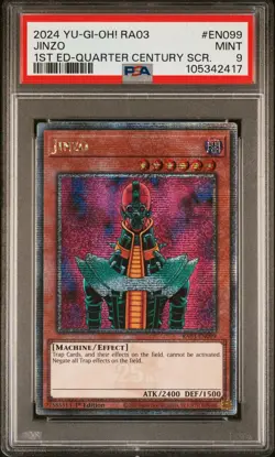 2024 YU-GI-OH! RA03-QUARTER CENTURY BONANZA #EN099 JINZO PSA 9 - Image 1