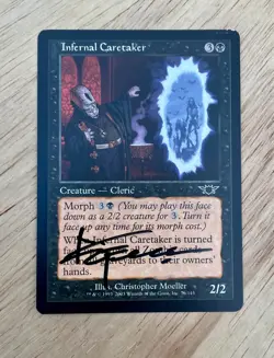VTG 2003 MTG Card Infernal Caretaker Creature Cleric Christopher Moeller Signed - Image 1