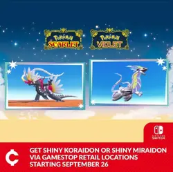Pokemon Scarlet and Violet Shiny Koraidon OR Miraidon Gamestop Promo Card Code - Image 1