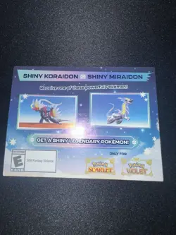 Pokemon Scarlet and Violet Shiny Koraidon OR Miraidon Gamestop Promo Card Code - Image 2