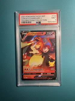 PSA 9 2021 Pokemon Lance's Charizard V SWSH 261 Celebrations Promo TCG card #133 - Image 1