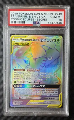 PSA 10 VENUSAUR SNIVY GX SECRET 249 COSMIC ECLIPSE SUN MOON 2019 POKEMON - Image 1