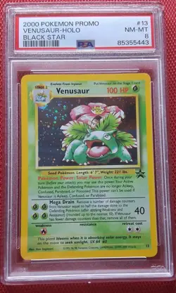 Pokemon 2000 Promo Venusaur #13 English Holo Black Star PSA 8 NM-MT - Image 3