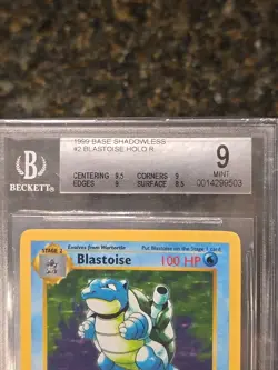 1999 Pokemon Base Set Shadowless Blastoise Holo BGS 9 MINT Beckett 2/102 English - Image 3