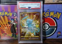 Gold Mew 025/025 PSA 9 Secret Rare Celebrations Pokemon Cards Graded - Image 1