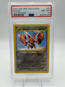 Pokemon Neo Discovery 1st Edition 2001 Scizor PSA 8 Graded Card - Image 1