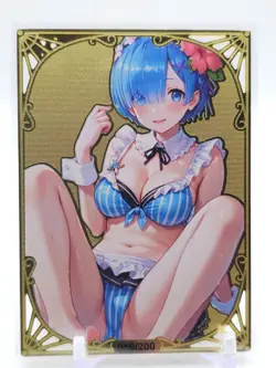 Goddess Story - Gold Metal Waifu Card - Rem - NUMBERED #/200 - Image 2
