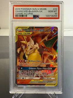 Pokemon TCG PSA 10 MINT Charizard & Braixen GX 22/236 Cosmic Eclipse English - Image 1