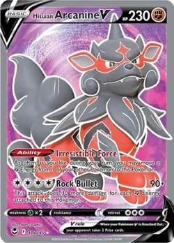 Hisuian Arcanine V (Full Art, #179/195) - Holof SWSH - Silver Tempest NM Pokemon - Image 1
