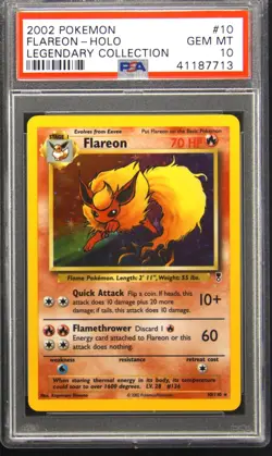 2002 POKEMON LEGENDARY COLLECTION #10 FLAREON-HOLO PSA 10 - Image 1
