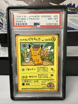 1998 Pokemon Ooyama’s Pikachu #25 Japanese Vending Series III PSA 8 NM-MT - Image 1