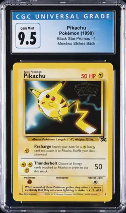 1999 POKEMON BLACK STAR PROMOS, MEWTWO STRIKES BACK #4 PIKACHU CGC 9.5 - Image 1