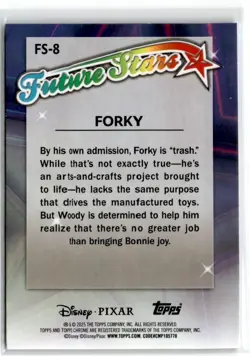 2025 Topps Chrome Disney Future Stars Toy Story Forky #FS-8 - Image 2