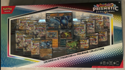 Pokemon PRISMATIC EVOLUTIONS Lucario & Tyranitar EX Premium Collection In Hand - Image 1