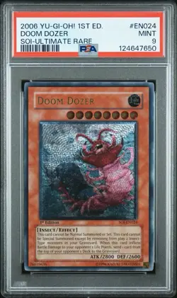 2006 Yu-Gi-Oh! Doom Dozer Shadow of Infinity SOI 1st Edition UTR PSA 9 - Image 1