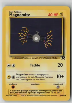 Magnemite 60/82 Pokemon TCG Team Rocket Regular WOTC Card Vintage Moderate Play1 - Image 1