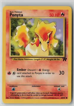 Ponyta 64/82 Pokemon TCG Team Rocket Regular WOTC Card Vintage (Moderate Play)1 - Image 1