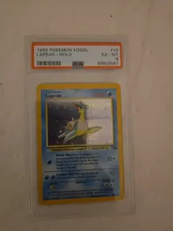 Pokemon Fossil Lapras Holo Card #10 PSA Graded EX-MT - Image 1