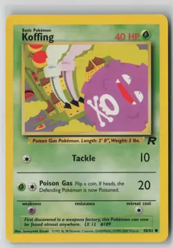 Koffing 58/82 Pokemon TCG Team Rocket Regular WOTC Card Vintage (Moderate Play)1 - Image 1