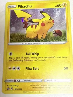 Pikachu with Holobleed and Swirl: SWSH039: Sword & Shield Holo Promo Card - Image 2