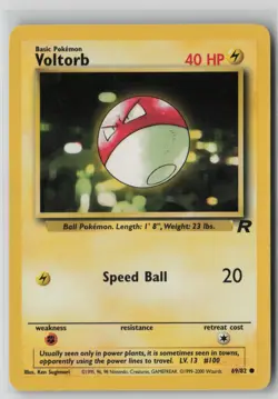 Voltorb 69/82 Pokemon TCG Team Rocket Regular WOTC Card Vintage (Moderate Play)1 - Image 1
