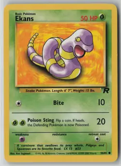 Ekans 56/82 Pokemon TCG Team Rocket Regular WOTC Card Vintage (Moderate Play) 1 - Image 1