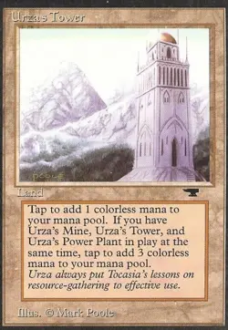 MTG English Urza's Tower (Mountains) Light Play Normal Antiquities - Image 1