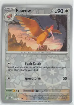 Pokemon TCG Scarlet & Violet 151 MEW Reverse Foil Uncommon #022/165 Fearow - Image 1