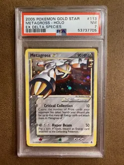 Pokemon 2005 EX Delta Species Gold Star #113 Metagross-Holo PSA 7 - Image 1