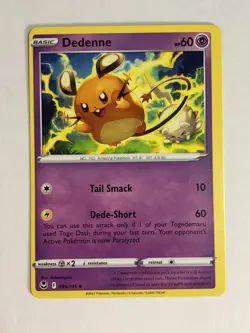 Pokemon TCG Miscut Error Silver Tempest Dedenne 085/195 Near Mint - Image 1
