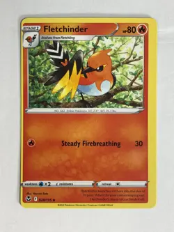 Pokemon TCG Miscut Error Silver Tempest Fletchinder 028/195 Near Mint - Image 1