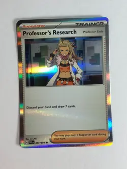 Pokemon TCG Glossy Holographic Error Paldean Fates Professor's Research 087/091 - Image 1