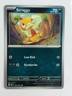 Pokemon TCG Printer Hickey Error Paldean Fates Scraggy 060/091 Near Mint - Image 1