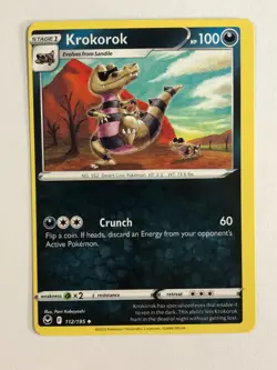 Pokemon TCG Miscut Error Silver Tempest Krokorok 112/195 Near Mint - Image 1