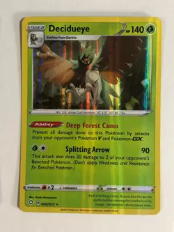 Pokemon TCG Holographic Bleed Error Shining Fates Decidueye 008/072Near Mint - Image 1