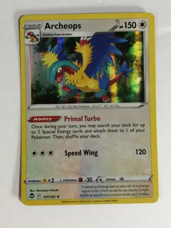 Pokemon TCG Holographic Bleed Error Silver Tempest Archeops 147/195 Near Mint - Image 1