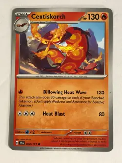 Pokemon TCG Miscut + Alignment Dot Error Surging Sparks Centiskorch 028/191 NM - Image 1