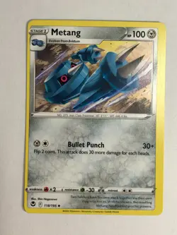 Pokemon TCG Miscut Error Silver Tempest Metang 118/195 Near Mint - Image 1