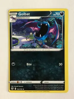 Pokemon TCG Miscut Error Silver Tempest Golbat 104/195 Near Mint - Image 1