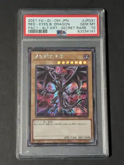 Red-Eyes Black Dragon PAC1-JP031 Secret Rare Alt Art Japanese Yugioh PSA 10 Gem - Image 1