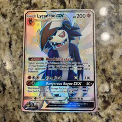 Pokemon TCG Lycanroc GX Hidden Fates Holo Full Art Ultra Rare Card SV66/SV94 - Image 1