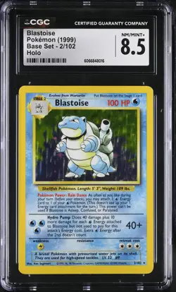CGC 8.5 Blastoise 1999 Base Set 2/102 Holo Pokemon Card - Image 1
