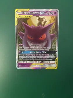 Pokemon Gengar & Mimikyu GX Team Up Holo Card 53/181 Ultra Rare SM - Image 1