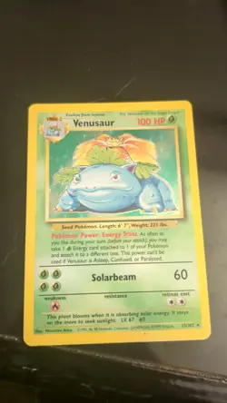 Pokemon Venusaur Holo Rare Card 015/102 Base Set TCG WOTC 1999 Vintage - Image 1