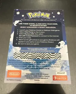 Shiny Koraidon Or Shiny Miraidon GameStop Code Card Nintendo Pokemon - Image 2