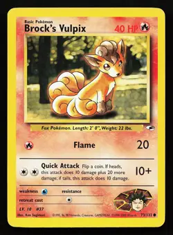 Brock's Vulpix 73/132 Common Gym Heroes Pokemon Card - Image 1