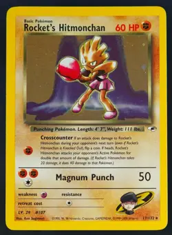Pokemon - Rocket's Hitmonchan Holo - 11/132 - Gym Heroes - Rare Card - NM - Image 2