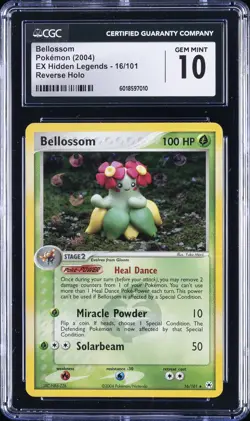 2004 POKEMON EX HIDDEN LEGENDS, REVERSE HOLO #16/101 BELLOSSOM CGC 10 GEM MINT - Image 1