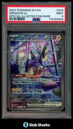 2023 POKEMON SVI EN #244/198 MIRAIDON EX SPECIAL ILLUSTRATION RARE PSA 9 - Image 1
