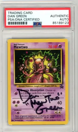 PSA Signed Dan Green Pokemon TCG Mewtwo 14/53 Wotc Black Star Promo Regular - Image 1